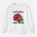 【12M-9Y】Boy Letter And Fire Truck Print Cotton Stain Resistant Long Sleeve Sweatshirt