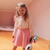 【12M-5Y】Girls Lapel Long Sleeve Cardigan Short Skirt Suit - 34114