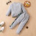 【18M-6Y】2-piece Boys Thick Camouflage Dinosaur Embroidered Long Sleeve Sweatshirt And Pants Set