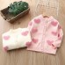 【18M-6Y】Girls Heart Pearl Long Sleeve Sweater Cardigan