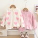 【18M-6Y】Girls Heart Pearl Long Sleeve Sweater Cardigan