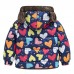 【18M-6Y】Girls Thick Heart Leopard Print Reversible Hooded Fleece Coat